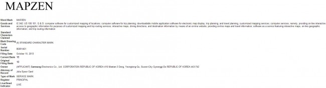Samsung MapZen Patentantrag