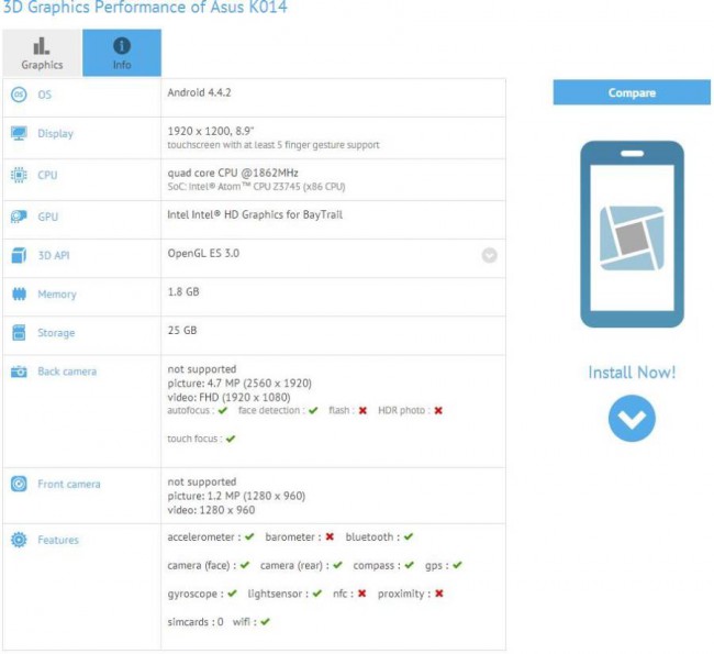 ASUS MeMO Pad 8.9 K014