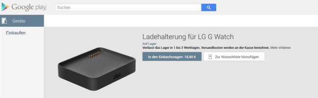 LG G Watch Ladeschale