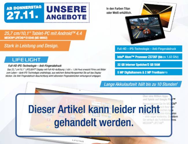 MEDION LifeTab S10346 gecancelt