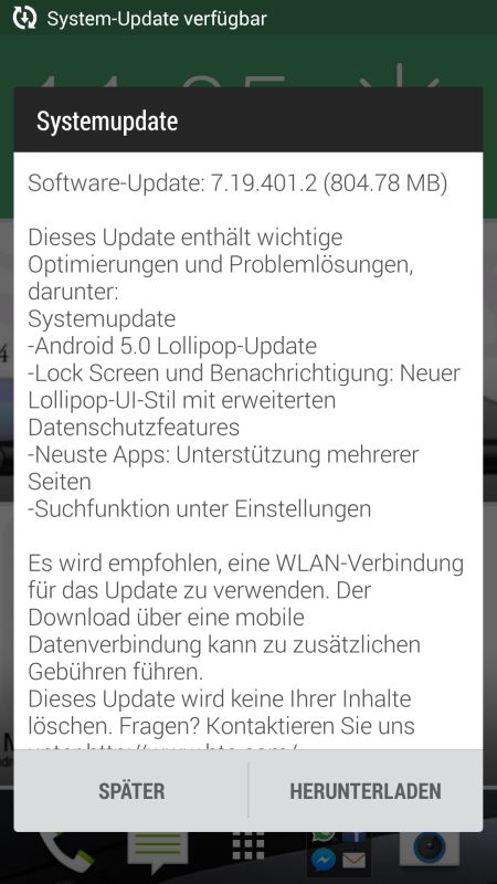 HTC One M7 Lollipop Update
