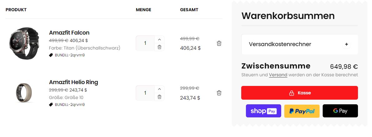 Amazfit Helio Ring im Start-Bundle
