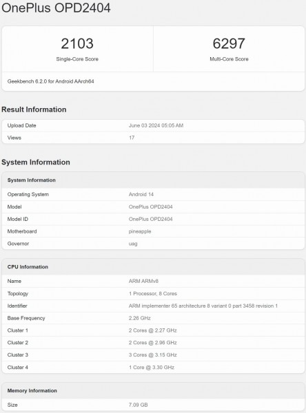 OnePlus Pad 2 im Geekbench