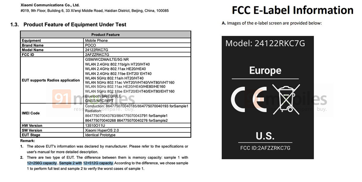 Poco F7 Ultra FCC-Zertifizierung