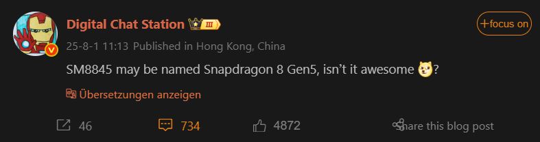 Snapdragon 8 Gen 5 Leak
